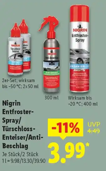 Lidl Nigrin Entfroster- Spray/ Türschloss- Enteiser/Anti- Beschlag Angebot