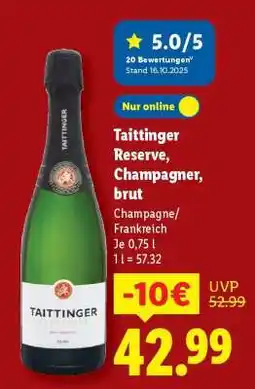 Lidl Taittinger Reserve, Champagner, brut Angebot