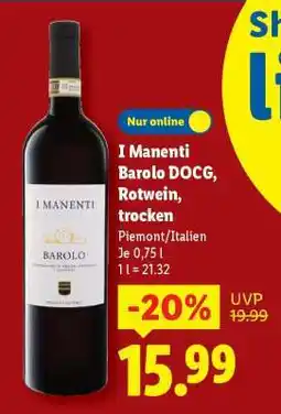 Lidl I Manenti Barolo DOCG, Rotwein, trocken Angebot