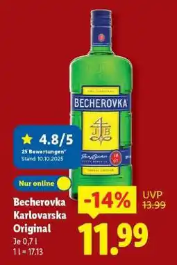 Lidl Becherovka Karlovarska Original Angebot