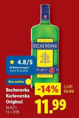 Lidl Becherovka Karlovarska Original Angebot