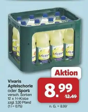 Famila Nord Ost Vivaris Apfelschorle oder Sport Angebot