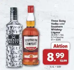 Famila Nord Ost Three Sixty Vodka oder Southern Whiskey-Liqueur Angebot
