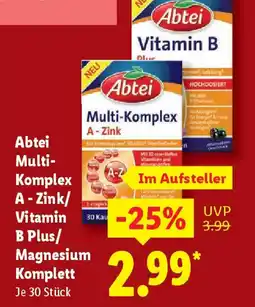 Lidl Abtei Multi-Komplex A - Zink/Vitamin B Plus/Magnesium Komplett Angebot