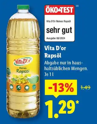 Lidl Vita D'Or Rapsöl Angebot