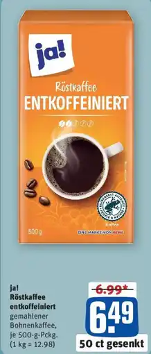 REWE ja! Röstkaffee entkoffeiniert Angebot