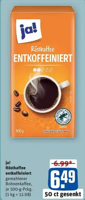 REWE ja! Röstkaffee entkoffeiniert Angebot