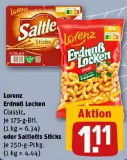 REWE Lorenz Erdnuẞ Locken oder Saltletts Sticks Angebot