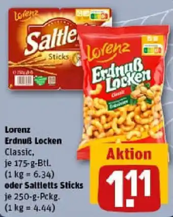 REWE Lorenz Erdnuẞ Locken oder Saltletts Sticks Angebot