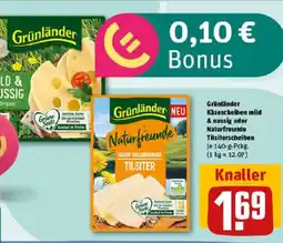 REWE Grünländer Käsescheiben mild & nussig oder Naturfreunde Tilsiterscheiben Angebot