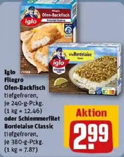 REWE Iglo Filegro Ofen-Backfisch oder Schlemmerfilet Bordelaise Classic Angebot