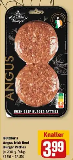 REWE Butcher's Angus Irish Beef Burger Patties Angebot