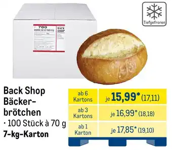 METRO Back Shop Bäckerbrötchen Angebot