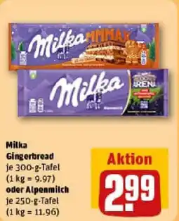 REWE Milka Gingerbread oder Alpenmilch Angebot