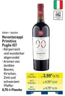 METRO Novantaceppi Primitivo Puglia IGT Angebot