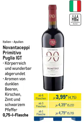 METRO Novantaceppi Primitivo Puglia IGT Angebot