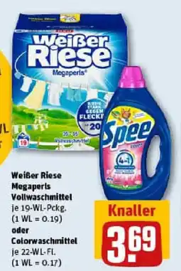 REWE Weißer Riese Megaperts Vollwaschmittel oder Colorwaschmittel Angebot