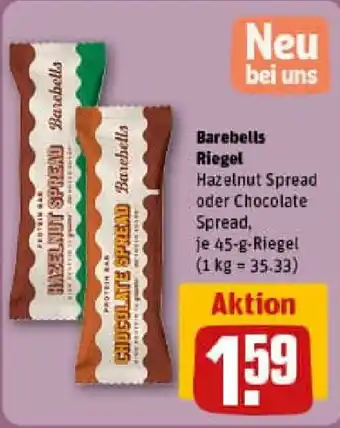 REWE Barebells Riegel Hazelnut Spread oder Chocolate Spread Angebot