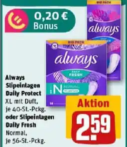 REWE Always Slipeinlagen Daily Protect oder Slipeinlagen Daily Fresh Angebot