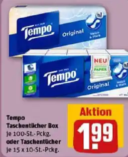REWE Tempo Taschentücher Box oder Taschentücher Angebot