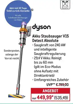 METRO dyson Akku Staubsauger V15 Detect Absolute Angebot