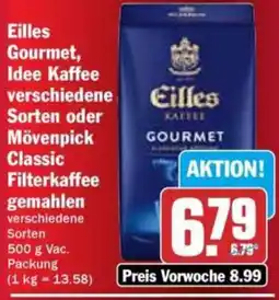 HIT Eilles Gourmet, Idee Kaffee oder Mövenpick Classic Filterkaffee gemahlen Angebot