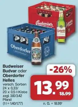 Famila Nord West Budweiser Budvar oder Oberdorfer Helles Angebot