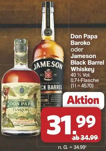 Famila Nord West Don Papa Baroko oder Jameson Black Barrel Whiskey Angebot