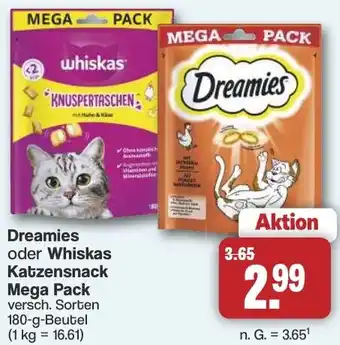Famila Nord West Dreamies oder Whiskas Katzensnack Mega Pack Angebot