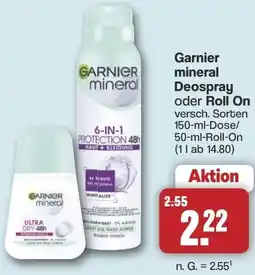Famila Nord West Garnier mineral Deospray oder Roll On Angebot