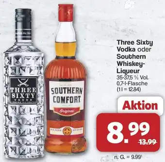 Famila Nord West Three Sixty Vodka oder Southern Whiskey- Liqueur Angebot