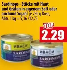 Mix Markt Sardinops - Stücke mit Haut und Gräten in eigenem Saft oder auchund Sojaöl Angebot
