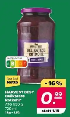 NETTO HARVEST BEST Delikatess Rotkohl Angebot