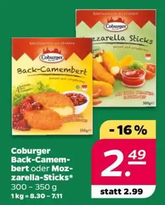 NETTO COBURGER Back-Camembert oder Mozzarella-Sticks Angebot