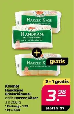 NETTO Kleehof Handkäse Edelschimmel oder Harzer Käse Angebot