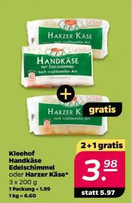 NETTO Kleehof Handkäse Edelschimmel oder Harzer Käse Angebot