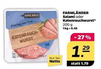 NETTO FARMLÄNDER Salami oder Katenrauchwurst Angebot