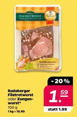 NETTO Radeberger Filetrotwurst oder Zungenwurst Angebot