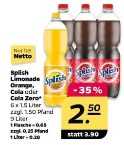 NETTO Splish Limonade Orange, Cola oder Cola Zero Angebot