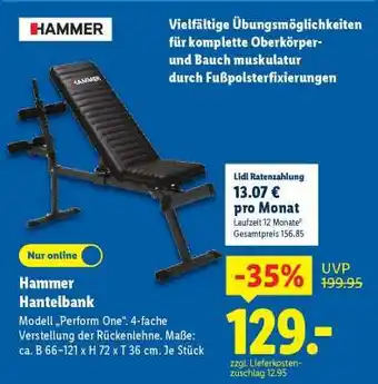 Lidl HAMMER Hantelbank Angebot