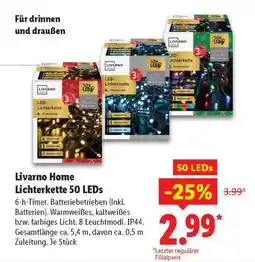 Lidl Livarno Home Lichterkette 50 LEDs Angebot