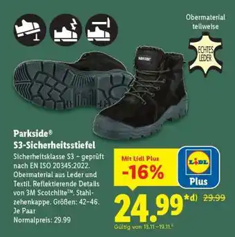 Lidl Parkside S3-Sicherheitsstiefel Angebot