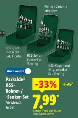 Lidl Parkside HSS-Bohrer-/ -Senker-Set Angebot