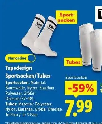 Lidl Tapedesign Sportsocken/Tubes Angebot