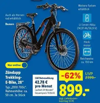 Lidl Zündapp Trekking-E-Bike, 28 Angebot