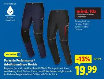Lidl Parkside Performance Arbeitsbundhose Stretch Angebot