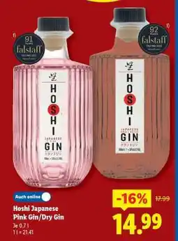 Lidl Hoshi Japanese Pink Gin/Dry Gin Angebot