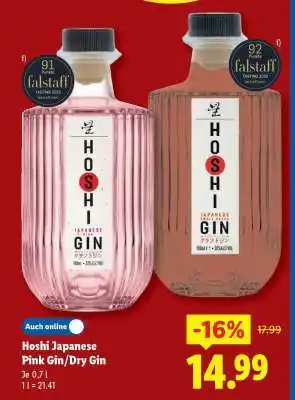 Lidl Hoshi Japanese Pink Gin/Dry Gin Angebot