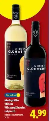 Lidl Markgräfler Winzer Winzerglühwein, rot/weiß Angebot