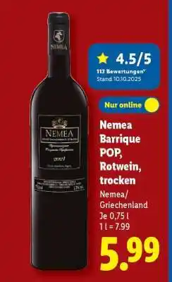 Lidl Nemea Barrique POP, Rotwein, trocken Angebot